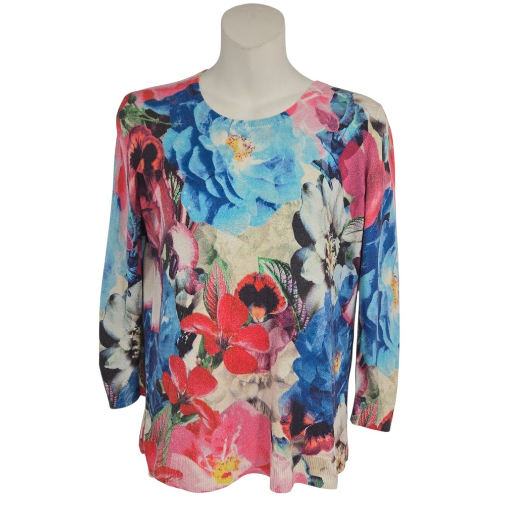 Talbots Floral Sweater Womens Small Knit Top Colorful Casual Office Vacation
